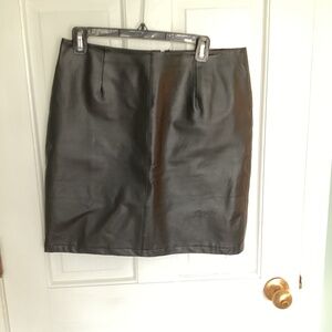 Faux black leather skirt